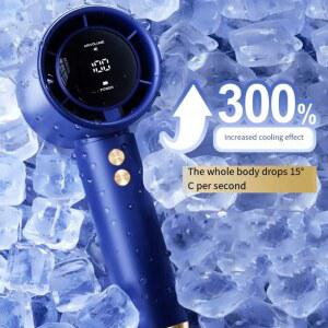 2025년형 신형 공냉식 휴대용 미니 선풍기 LED 디스플레이 손전등 3단 속도 조절 USB 충전식 배터리