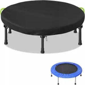 미니 트램펄린 커버 600D 옥스포드 방수 피트니스 실내 야외 정원 리바운더 보호 (스프링 제외) (블랙
