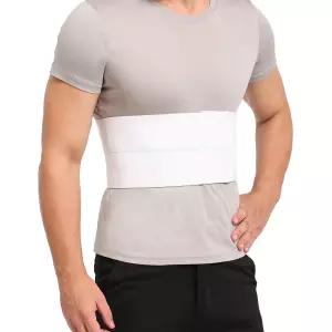 남성용 폴린 부러진 갈비뼈 브레이스 - 갈라진 지지 및 가슴 를 위한 압박 바인더 멍든 케이지용 벨트(흰색