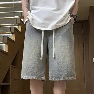 남성청반바지 트렌디 아이템 빈티지 청 반바지 봄가을 일자 와이드 5부 팬츠 HT3