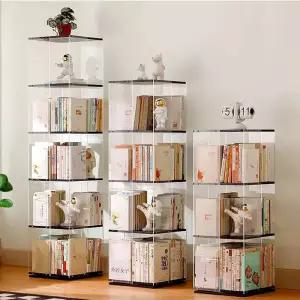 원목 회전책장 회전책꽂이 투명 선반 우드