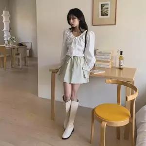 [다잇템] 여성 건빵 내추럴핏 고무줄 쁘띠 주머니 치마