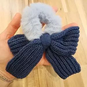 니트 귀요미 헤어끈 토끼머리끈 블루 가을 곱창-WFIZU7H