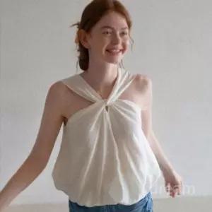 EGGKA 홀터 블라우스 탑 트위스트 여성 여름