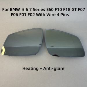 BMW 호환 5 6 7 시리즈 E60 F10 F18 GT F07 F06 F01 F02용 4핀 자동 디밍 눈부심 방지 열선 내장 후방 거울