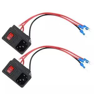 DEVMO 2pcs 10A 250V 로커 스위치 전원 소켓 입구 모듈 플러그 5A 퓨즈 스위치(18 AWG 배선 3핀 IEC320 C14