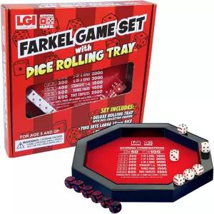 디럭스 주사위 굴림 트레이가 포함된 파켈 게임 세트 내장 수집 채널 2세트 40장 스코어패드 클래식 가족