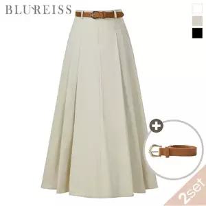 [블루레이스] [벨트SET]뒤밴딩 핀턱 플레어 스커트_B6S1SK8061