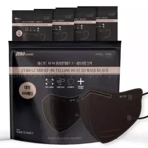 미라클하우스 제로가드 KF94 새부리형 마스크 대형 1개입 블랙 100개 714868