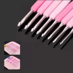 키밍 핑크 코바늘세트 뜨개질 도구 모사용 레이스용 코바늘세트 핑크