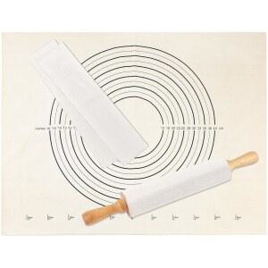 3PCS 페이스트리 천 및 롤링 핀 커버 세트, 1PCS 25인치 X 20인치 헤비 코튼 캔버스 매트, 2PCS 13인치 2.7인치 유연한 커버, 반죽 베이킹 빵용 슬리브