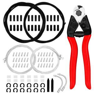 103pcs 범용 자전거 브레이크 케이블 키트, 및 시프트 하우징 키트(스테인리스 스틸 커터 ), 엔드 캡, O-링, C 버클, 수리용 V-브레이크 가이드
