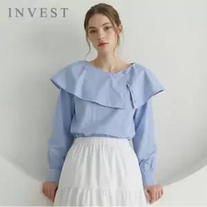 [인베스트] 케이프 버튼 카라 블라우스_IN6S1BL5241