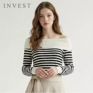 [인베스트] 줄무늬 오프 숄더 니트_IN6S1KT2161