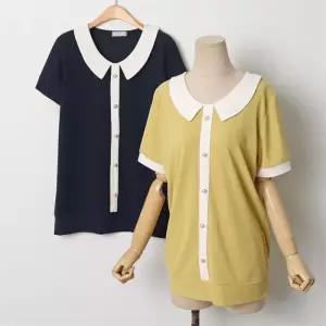 빅사이즈 208 스판카라진주반팔티 DOLJ256