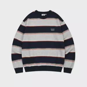 긴팔티 KQJ WA2601CR18NA 멀티 스트라이프 맨투맨 네이비