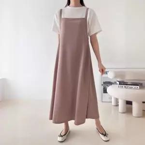 /더바디시크릿 루즈핏 반팔 이너 롱 나시 원피스 티셔츠 세트