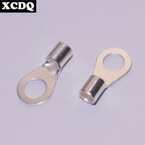 100개 전기 케이블 커넥터 냉간 단자 압착팁 6.3 9mm 링 러그 하이 패스 8AWG 베어 터미널 블록 전선용