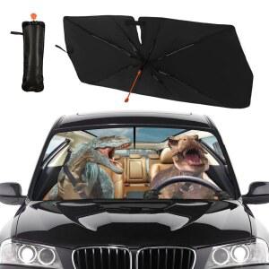 소시라 공룡 자동차 앞유리 자외선 차단 우산 접이식 재미있는 바이저 전면 유리창 커버 액세서리 (57