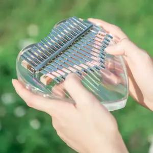 초보자 칼림바 21키 미니 어쿠스틱 원목 휴대용 카림바 스케일 클래식 악기 연주용