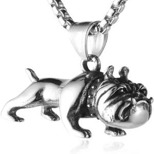 HZMAN 애완동물 주얼리 3D 불독 스테인리스 스틸 펜던트 개 목걸이