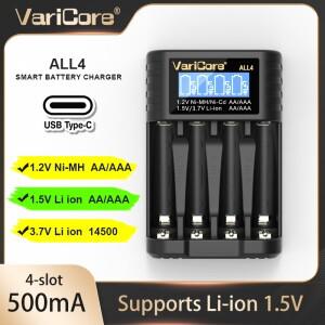 VariCore AA/AAA 충전기 4 8슬롯 고속 LCD ALL4 8 충전기 1.2V Ni-MH 1.5V/3.7V 리튬 이온 충전 배터리에