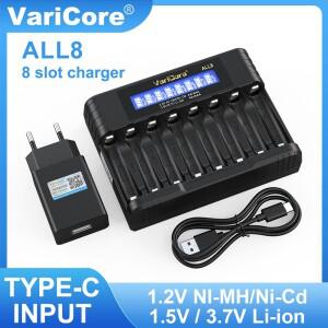 VariCore ALL8 ALL4 USB Type-C 1.2V Ni-MH AA/AAA 1.5V 리튬 이온 AA/AAA 3.7V 리튬 이온14500/10440 LCD