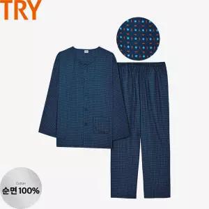 [트라이]트라이 남자잠옷 긴팔잠옷 파자마 상하 세트 순면 주자직 봄 가을 간절기용
