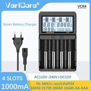 VariCore VCR4 LCD 다기능 충전기 3.7V 3.2V 리튬 이온 Ni-MH 배터리와 호환 가능 18650 21700 26650 AA AA