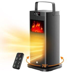 실내용 침실, 사무실, 책상, 차고를 위한 1500W 진동 전기 PTC 세라믹 ECO 모드 온도 조절 히터, 벽난로 불꽃 효과가 있는 BJOP 2026 새로운 우주 ETL 및 UL 휴대용 히터