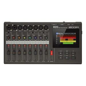 Zoom R20 멀티 트랙 테이블탑 레코더, 터치스크린, 온보드 편집, 16트랙, 6개의 XLR 입력, 2개의 콤보 이펙트, 신스, 드럼 루프 및 USB 오디오 인터페이스.
