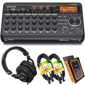 Tascam DP-008EX 8트랙 디지털 포켓스튜디오 멀티트랙 오디오 레코더(프로 헤드폰 및 EMB XLR 케이블 쌍 중력 자석 휴대폰 홀더 번들 포함)