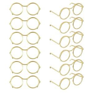 유오메즈 12개 인형 안경, 둥근 미니 금속 드레스 18인치 의상 코스프레 DIY 공예품 제작 용품