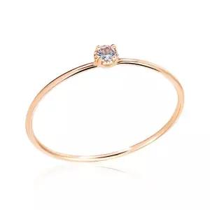 [비앤비골드] 14K 로즈컷 큐빅 탄생석 2mm 3월 아쿠아 반지 NPR29780