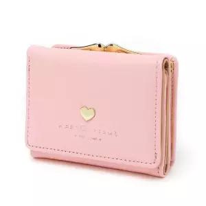 가죽 반지갑 핑크 어린이 미니 청소년 카드 (WFHN904)
