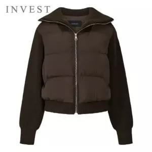 [인베스트] 와이드 카라 니트 배색 패딩 점퍼_IN5W1JP1341