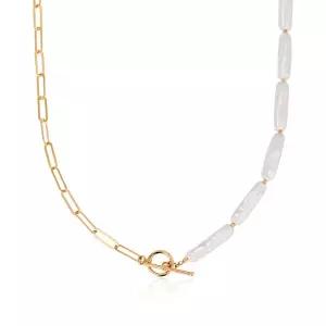 [비앤비골드] 14K 마레 바로크 진주 언발 클립체인 토글바 목걸이 IGN41496