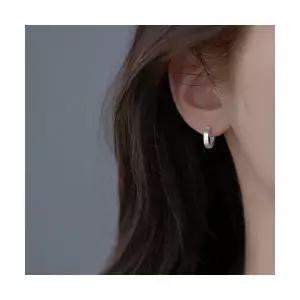 999 미니 무광 화이트 라운드 원터치 링 귀걸이