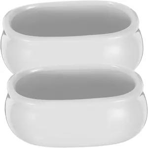 제로데코 2Pcs 흰색 화이트 도자기 슈가볼 세트 다용도 티백 홀더 홈 오피스용 재료 접시 이벤트 시대를