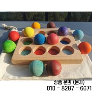 14세 이상 나무 장난감 색상 분류 공 레인보우 및 파스텔 트레이가 있는 무도장 컵 몬테소리 페그 인형 반