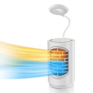 ibo 전기 공간 히터 세라믹 소형 히터(LED 조명 포함), 600W 팬 4개, 가정용 사무실 및 실내용 책상 1개 포함