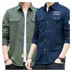 [골드스마일]남성용 카라 긴팔 셔츠 유니폼 견장포인트 긴팔 티셔츠