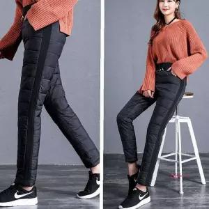 여성겨울방한 패딩 여자 팬츠 커플용 오리털 일자 바지 방한복abc324