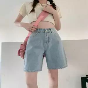 여자 5부 데님 반바지 청반바지 연청 와이드 데님팬츠 WEF102F