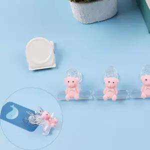 소형 플라스틱 핑크 곰모양 서류 1P 종이 집게 사무용