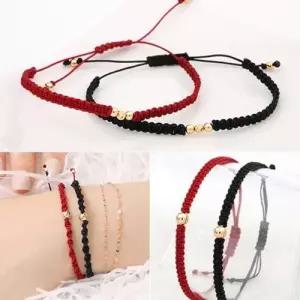 14K GOLD 골드 볼 행운 매듭 끈 팔찌 8종 택1 W1E9ED3