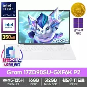 LG전자 그램17 17ZD90SU-GXF6K P2 노트북 윈도우11프로 16GB SSD512GB 울트라5-125H 업무용 대학생 가벼운