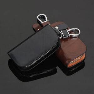 자동차 범용 가죽 키 가방  편리한 정리함  블랙 및 다크 브라운 지갑  지퍼가 달린 다양한 쉘 적합