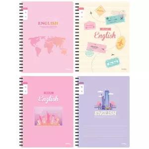 [아이비스]11727 2500 초등영어스프링노트 여아용 좁은칸 디자인 4종혼합 4개입