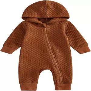 BemeyourBBs 신생아 남자 여자 가을 겨울 옷 지퍼 후드 로퍼 귀여운 긴 소매 점프수트 따뜻한 원피스 의상